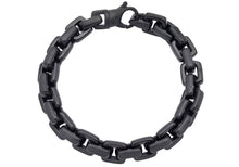 Load image into Gallery viewer, Mens Black Stainless Steel Square Link Chain Bracelet
