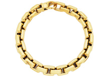 Load image into Gallery viewer, Mens Gold Plated Stainless Steel Square Link Chain Bracelet