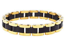 Load image into Gallery viewer, Mens Two-tone Gold Plated and Black Stainless Steel Bracelet