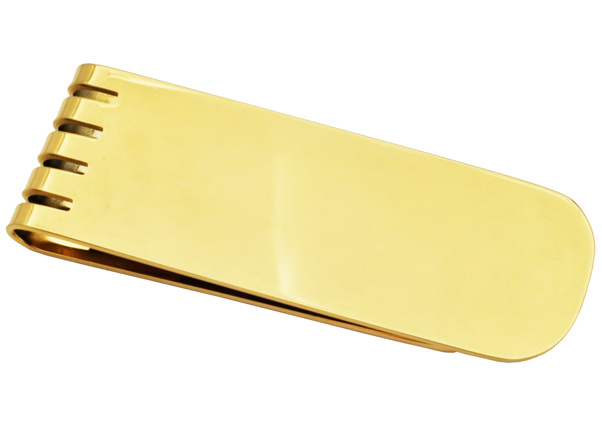 Mens Gold Plated Polished Stainless Steel Money Clip