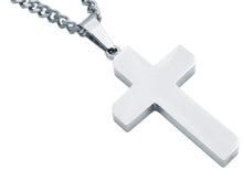 Load image into Gallery viewer, Mens Polished and Brushed Finished Stainless Steel Cross Pendant With 24" Curb Chain