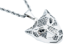 Load image into Gallery viewer, Mens Gold Plated Stainless Steel Panther Head Pendant With Cubic Zirconia
