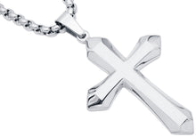 Load image into Gallery viewer, Mens Stainless Steel Cross Pendant Necklace with 24" Round Box Chain