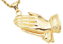Load image into Gallery viewer, Mens Gold Plated Stainless Steel Praying Hands Pendant