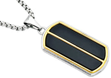Load image into Gallery viewer, Mens Genuine Onyx Stainless Steel Dog Tag Pendant with 24" Round Box Chain