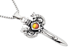 Load image into Gallery viewer, Mens Stainless Steel Sword Pendant With Amber Gemstone
