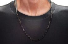 Load image into Gallery viewer, Mens 4mm Black Stainless Steel Franco Link Chain Necklace