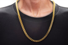 Load image into Gallery viewer, Mens 8mm Gold Stainless Steel Franco Link Chain Necklace