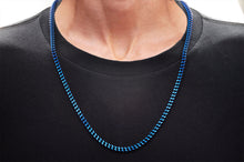 Load image into Gallery viewer, Mens 4mm Blue Stainless Steel Franco Link Chain Necklace