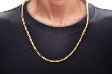 Load image into Gallery viewer, Mens 4mm Gold Stainless Steel Franco Link Chain Necklace