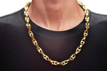 Load image into Gallery viewer, Mens Stainless Steel Gold Plated Anchor Link Chain Necklace