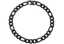 Load image into Gallery viewer, Mens Matte Black Stainless Steel Figaro Link Chain Bracelet