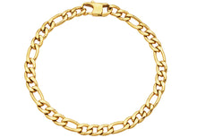 Load image into Gallery viewer, Mens Gold Stainless Steel Figaro Link Chain Bracelet