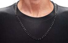 Load image into Gallery viewer, Mens Black Plated Stainless Steel Figaro Link Chain Set
