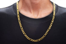 Load image into Gallery viewer, Mens Gold Stainless Steel Figaro Link Chain Set
