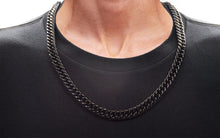 Load image into Gallery viewer, Mens Black Plated Stainless Steel Double Cuban Link Chain Necklace
