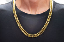 Load image into Gallery viewer, Mens Gold Stainless Steel Double Cuban Link Chain Necklace
