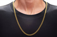 Load image into Gallery viewer, Mens 5mm Gold Stainless Steel Miami Cuban Link 24" Chain Necklace