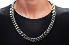 Load image into Gallery viewer, Mens 14mm Stainless Steel Cuban Link Chain Necklace With Box Clasp