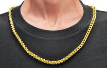 Load image into Gallery viewer, Mens Gold Rounded Stainless Steel Franco Link Chain Set