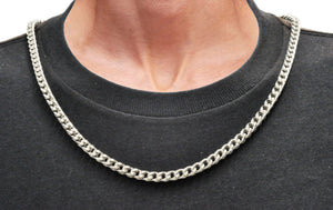 Mens Stainless Steel Rounded Franco Link Chain Set