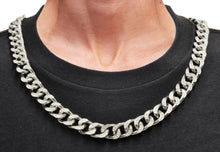 Load image into Gallery viewer, Mens Stainless Steel Curb Link Chain Set With Cubic Zirconia