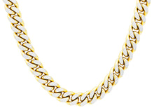 Load image into Gallery viewer, Mens Two Toned Matt Gold Plated Stainless Steel Cuban Link 24" Chain Necklace