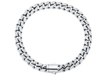 Load image into Gallery viewer, Mens 8mm Stainless Steel Curb Link Bracelet with Box Clasp and Cubic Zirconia
