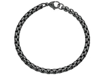 Load image into Gallery viewer, Mens 5mm Black Stainless Steel Round Box Link Chain Bracelet