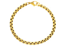 Load image into Gallery viewer, Mens 5mm Gold Stainless Steel Round Box Link Chain Bracelet