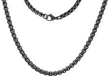 Load image into Gallery viewer, Mens 5mm Black Stainless Steel Round Box Link Chain Necklace