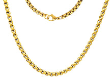 Load image into Gallery viewer, Mens 5mm Gold Plated Stainless Steel Round Box Link Chain Necklace