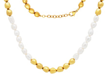 Load image into Gallery viewer, Men's 6mm Baroque Pearl Gold Stainless Steel Necklace w/ Extension Clasp - Blackjack Jewelry