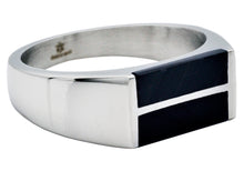 Load image into Gallery viewer, Blackjack Jewelry - Men's Stainless Steel Bar Ring With Genuine Blue Tiger Eye Stones