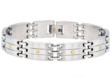 Load image into Gallery viewer, Mens Stainless Steel Bracelet With Gold Screws - Blackjack Jewelry
