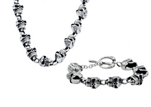 Load image into Gallery viewer, Mens Stainless Steel Skull Chain Set - Blackjack Jewelry