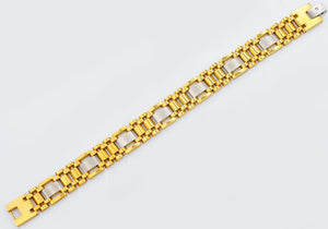 Mens Gold Stainless Steel Bracelet - Blackjack Jewelry
