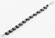 Load image into Gallery viewer, Mens Genuine Onyx Stainless Steel Skull Beaded Bracelet - Blackjack Jewelry