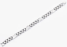 Load image into Gallery viewer, Mens Polished Stainless Steel Link Bracelet With Cubic Zirconia - Blackjack Jewelry
