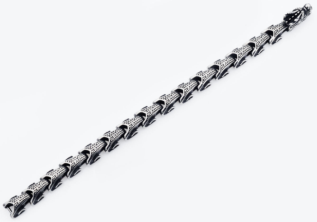 ●DOFFJASON● pierced clip bracelet DJ24SSEBR004SLV Mens Stainless Steel Dragon Bracelet