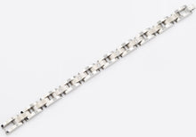 Load image into Gallery viewer, Mens Curved Link Stainless Steel Bracelet With Cubic Zirconia - Blackjack Jewelry