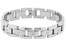 Load image into Gallery viewer, Mens Stainless Steel Bracelet With Cubic Zirconia - Blackjack Jewelry