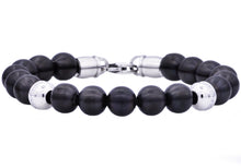 Load image into Gallery viewer, Mens Black Stainless Steel Beaded Bracelet With Cubic Zirconia - Blackjack Jewelry
