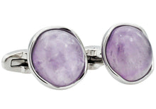Load image into Gallery viewer, Mens Genuine Amethyst Stainless Steel Cuff Links - Blackjack Jewelry