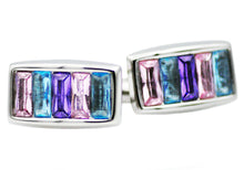 Load image into Gallery viewer, Mens Stainless Steel Cuff Links With Multicolored Crystals - Blackjack Jewelry
