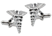 Load image into Gallery viewer, Mens Stainless Steel Caduceus Cuff Links - Blackjack Jewelry
