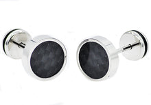Load image into Gallery viewer, Mens 9mm Stainless Steel Earrings With Black Carbon Fiber - Blackjack Jewelry