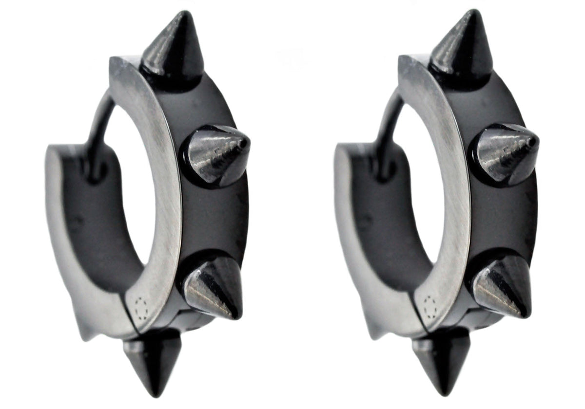 Spike Black Stud Earrings 20g - 4x4mm Spikes / Black / Pair