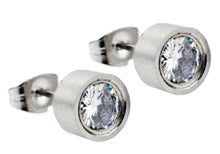 Load image into Gallery viewer, Mens 6mm Stainless Steel Stud Earrings With Cubic Zirconia - Blackjack Jewelry