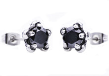 Load image into Gallery viewer, Mens 10mm Stainless Steel Claw Stud Earring With Black Cubic Zirconia - Blackjack Jewelry
